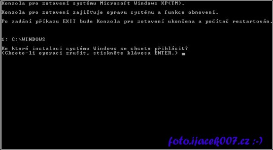 konzole instalačního programu Windows 