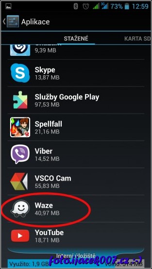 nastavení aplikace Waze 