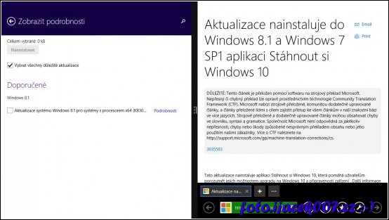 Popis aktualizace ve Windows 8.1 