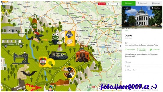 pohled na dominanty moravskoslezského kraje v aprílové mapě portálu mapy.cz 