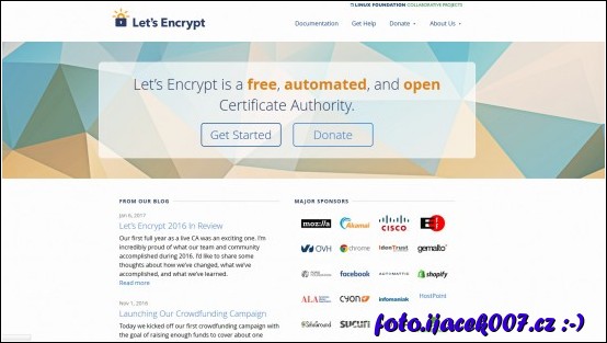 hlavní stránka portálu letsencrypt.org