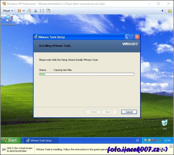 instalator nástroju VMware pod os Windows XP