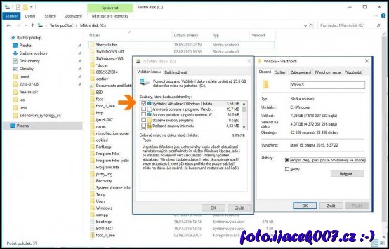 Možnosti vyčištění složky aktualizace Windows 